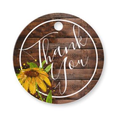 Rustic Wood Sunflower Country Wedding Thank You Favor Tags