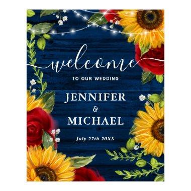 Rustic Wood Sunflower Rose Welcome Wedding Signs