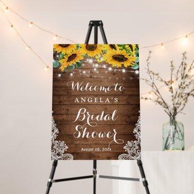 Rustic Wood Sunflower String Lights Bridal Shower Foam Board