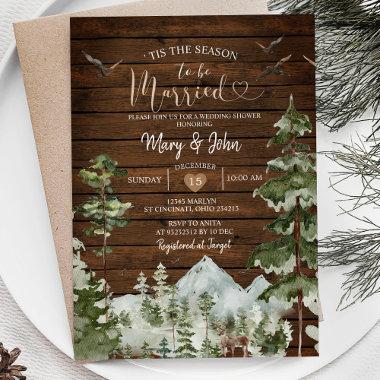Rustic Wood Tis the season to be married Wedding Invitations