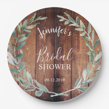 Rustic wood watercolor leaves  Paper Plates