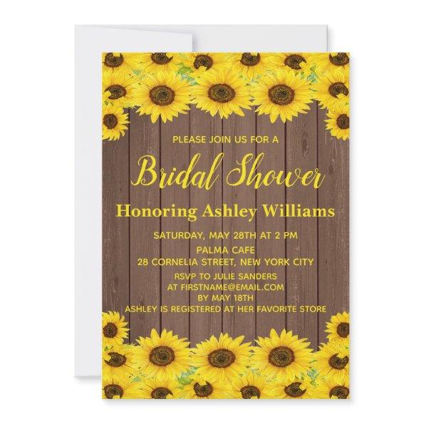 Rustic Wood Watercolor Sunflowers