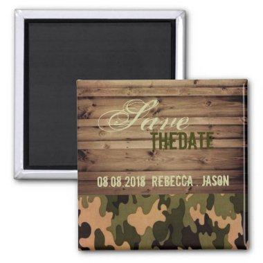 rustic wood western Camo Wedding save the date Magnet