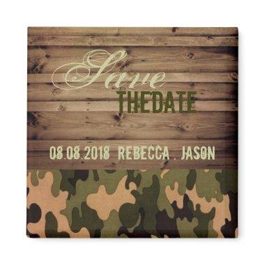 rustic wood western Camo Wedding save the date Magnet