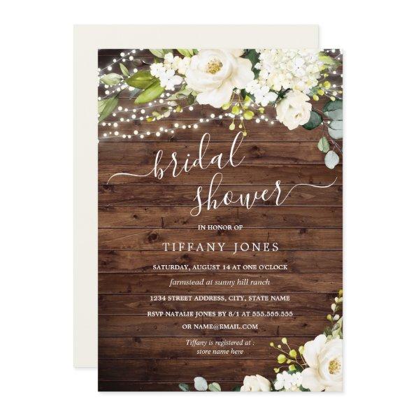 Rustic Wood White Floral Lights