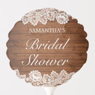 Rustic Wood & White Lace  Balloon