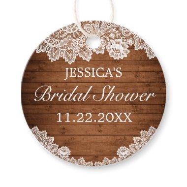 Rustic Wood & White Lace Bridal Shower Favor Tags