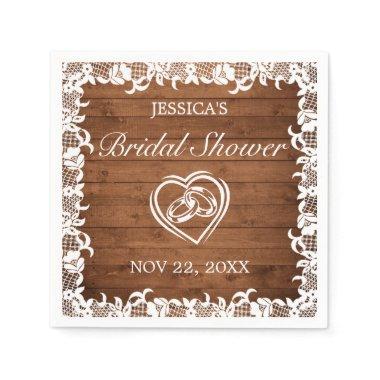 Rustic Wood & White Lace  Napkins