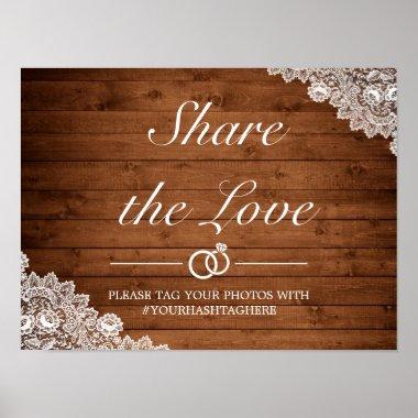 Rustic Wood & White Lace Wedding Sign