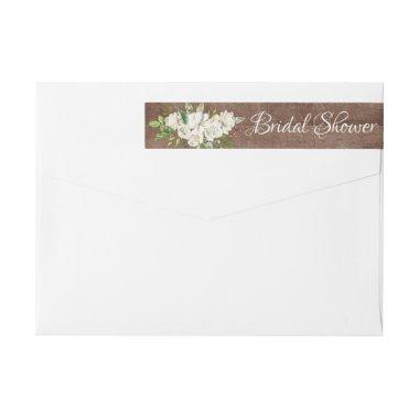 Rustic Wood White Rose Flowers  label