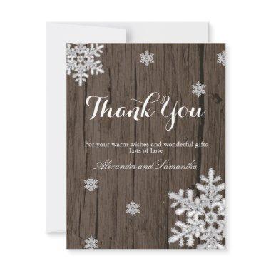 Rustic Wood Winter Snowflake Thank You