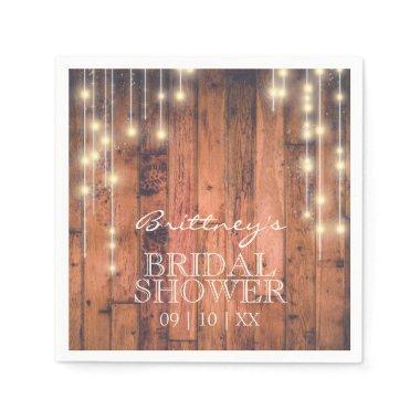 Rustic Wood with String Lights | Bridal Shower Napkins