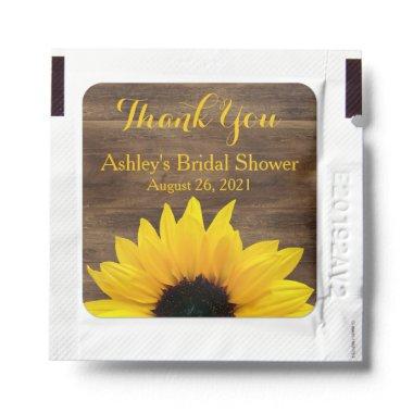 Rustic Wood Yellow Sunflower Bridal Shower Favor Hand Sanitizer Packet