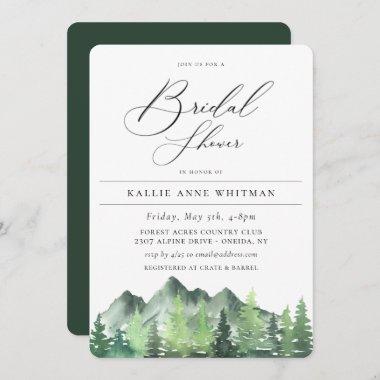 Rustic Woodland Forest Mountain Bridal Shower Invitations