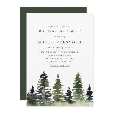 Rustic Woodland Pine Trees Bridal Shower Invitations