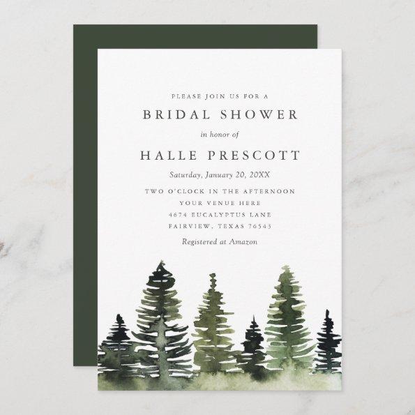 Rustic Woodland Pine Trees Bridal Shower Invitations