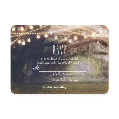 Rustic Woods Enchanted Forest Lights Wedding RSVP