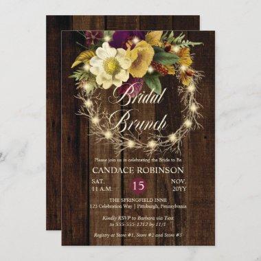 Rustic Woodsy Lighted Wreath Bridal Brunch Invitat Invitations