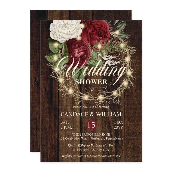 Rustic Woodsy Lighted Wreath Wedding Shower