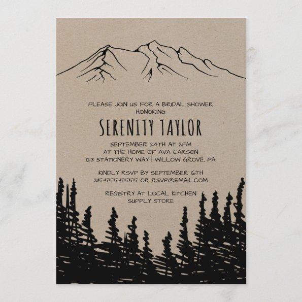 Rustic Woodsy Mountain Bridal Shower Invitations