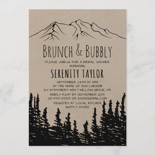 Rustic Woodsy Mountain Brunch & Bubbly Invitations