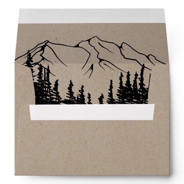Rustic Woodsy Mountain Wedding Invitations Envelope