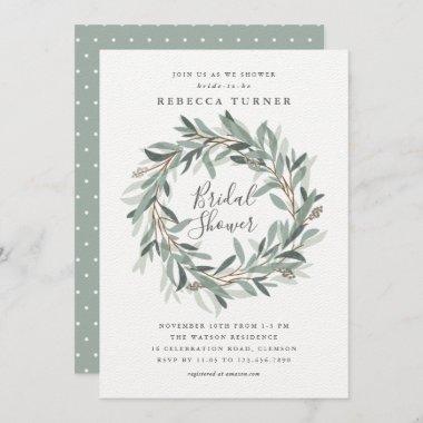Rustic wreath bridal shower Invitations