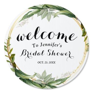 Rustic wreath greenery bridal shower Welcome Sign