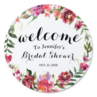 Rustic wreath roses bridal shower Welcome Sign