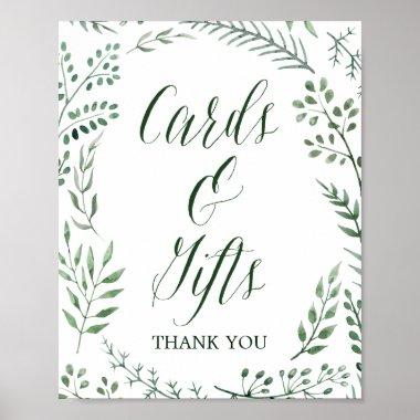 Rustic Wreath with Green Leaves Invitations & Gifts Sign