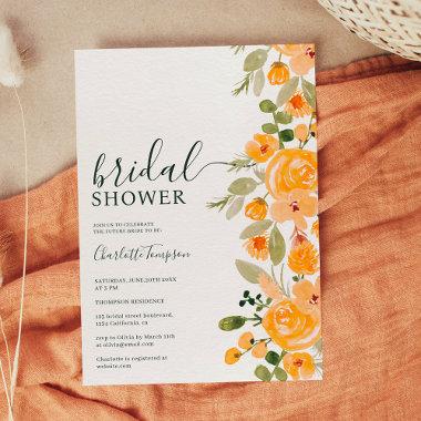 Rustic yellow floral watercolor fall bridal shower Invitations