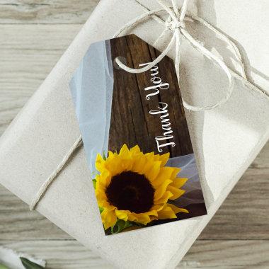 Rustic Yellow Sunflower and Barn Wood Wedding Gift Tags