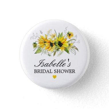 Rustic Yellow Sunflower Bridal Shower Button