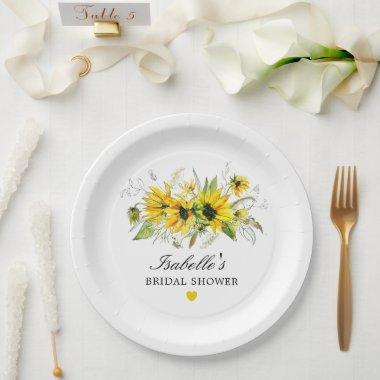 Rustic Yellow Sunflower Bridal Shower Paper Plates