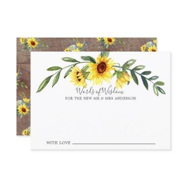 Rustic Yellow Sunflower Bride Words of Wisdom