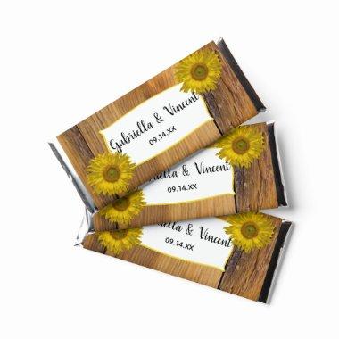 Rustic Yellow Sunflowers and Barn Wood Wedding Hershey Bar Favors