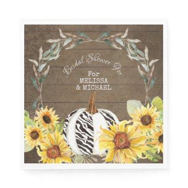 Rustic Zebra Pumpkin Sunflower Leaf  Napkins