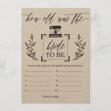 RusticHow Old Was the Bride Bridal Shower Game Enclosure Invitations