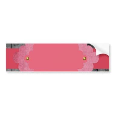 Rutic Vintage Pink Wood Frame Invitations Bumper Sticker