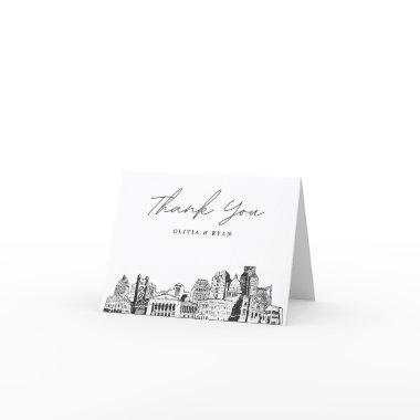 Sacramento Skyline Sketch Blank Thank You