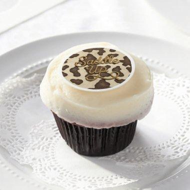 Saddle Up Brown Cow Country Western Rodeo Party Edible Frosting Rounds