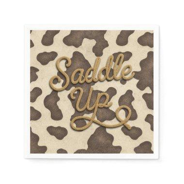 Saddle Up Brown Cow Print Country Western Rodeo Napkins