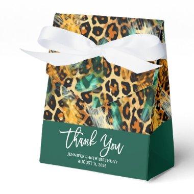 Safari Animals' Fur Prints Pattern Green and Gold Favor Boxes