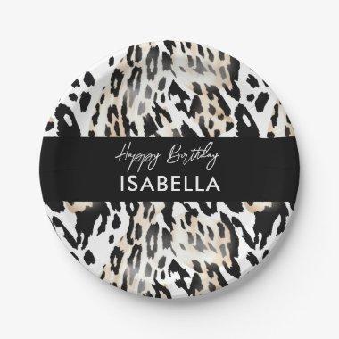 Safari Animals' Fur Prints Patterns Black & White Paper Plates