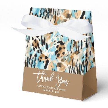 Safari Animals' Fur Prints Patterns Blue and Brown Favor Boxes