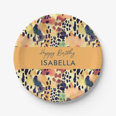 Safari Animals' Fur Prints Patterns Sunset Colors Paper Plates