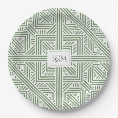 Safari Green Monogram Paper Plates