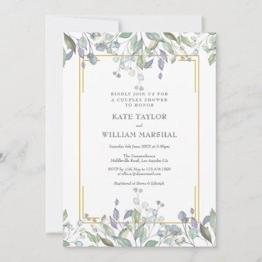 Sage and Lilac Floral Wedding Couples Shower Invitations