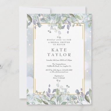 Sage and Lilac Floral Winter Bridal Shower Invitations