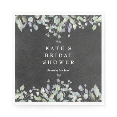 Sage and Lilac Foliage Chalkboard Bridal Shower Napkins